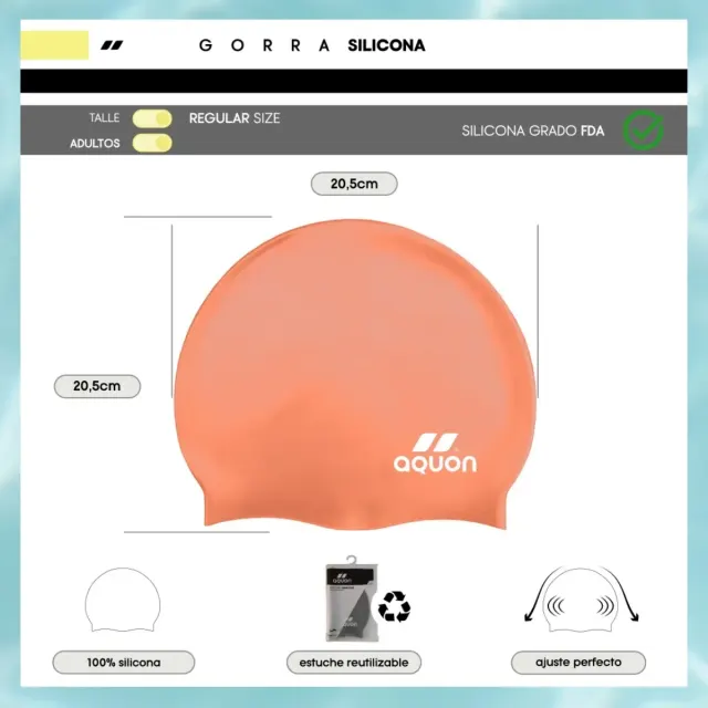 Touca de Silicone Aquon para Natação e Hidroginástica Tamanho Único - Imagem 12