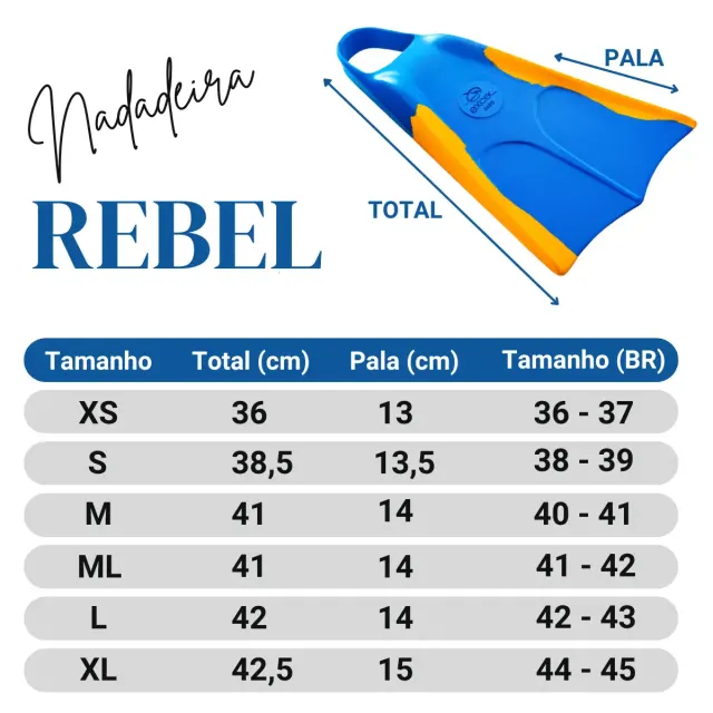 REBEL, Nadadeira borracha pala curta - Imagem 12