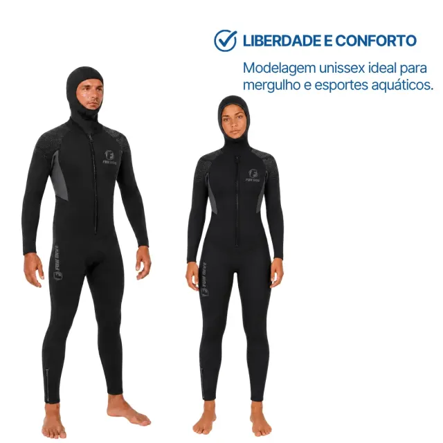 Kit Roupa de Mergulho Fun Dive Rocas Zip 5mm com Colete e Capuz - Imagem 6