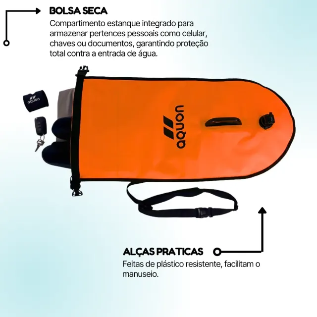 Boia de Natação Aquon 28L para Águas Abertas — Dry Bag Estanque com Apito - Imagem 9