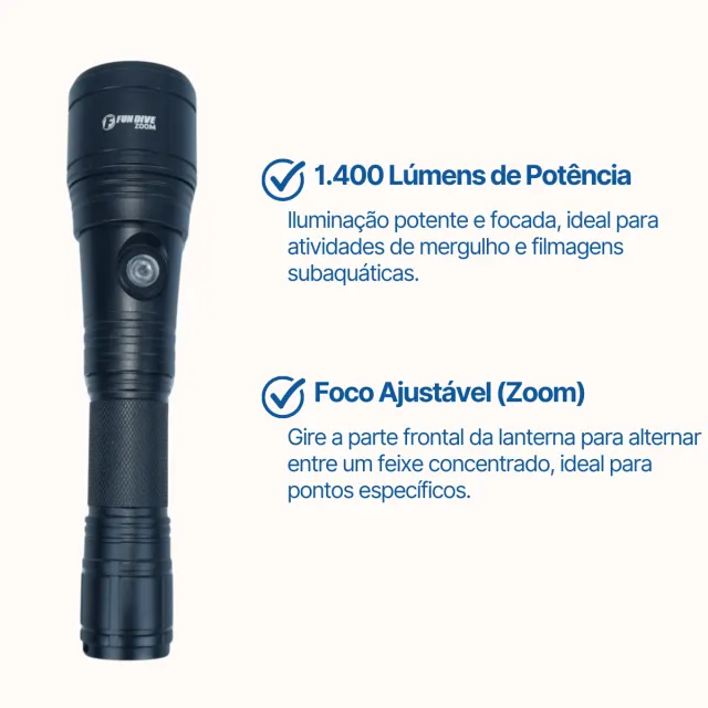 ZOOM, lanterna 1400 lumens com foco e desfoco - Preto - Imagem 3