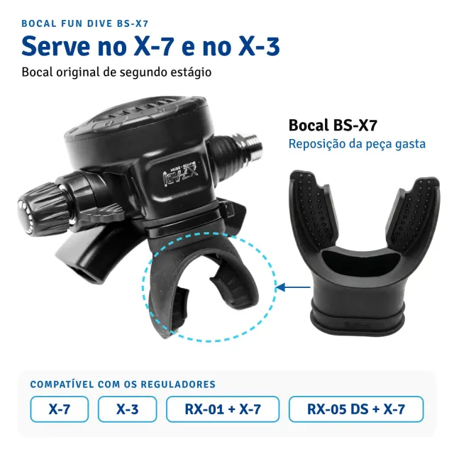 Bocal Fun Dive BS-X7 para Regulador X-7 e X-3, Peça de Reposição do Segundo Estágio - Imagem 3