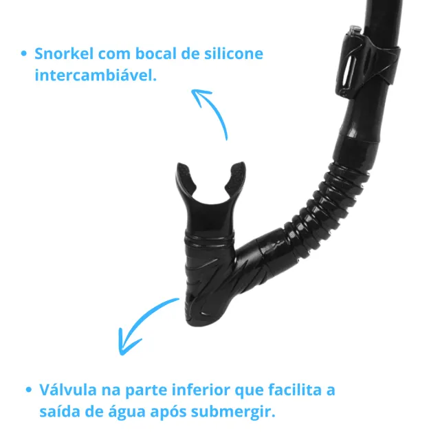 Kit Máscara Fun Dive Onix com Snorkel SK-10 Dry e Dupla Válvula - Imagem 7