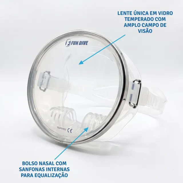 Máscara de Mergulho Lente Única ATOL Fun Dive · Vidro Inteiriço Vintage - Imagem 3