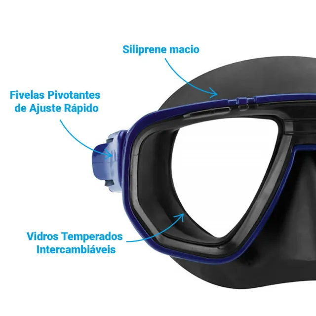 Máscara de Mergulho Seasub DUA com Lentes de Vidro Temperado e Ajuste Rápido - Imagem 5