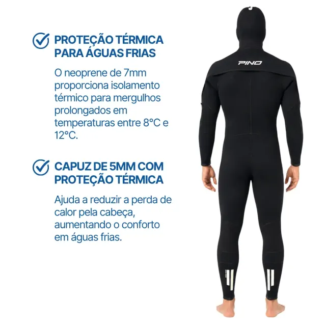 Roupa de Mergulho Semi Seca Patagonic 7mm Pino - Neoprene com Zíper Seco YKK e Capuz - Imagem 8