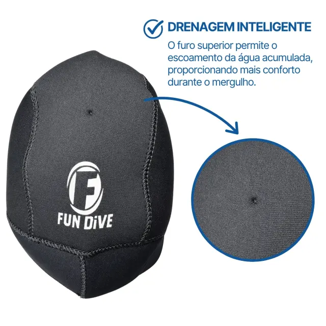 Capuz de Neoprene 3mm Fun Dive para Mergulho e Pesca Sub - Imagem 4