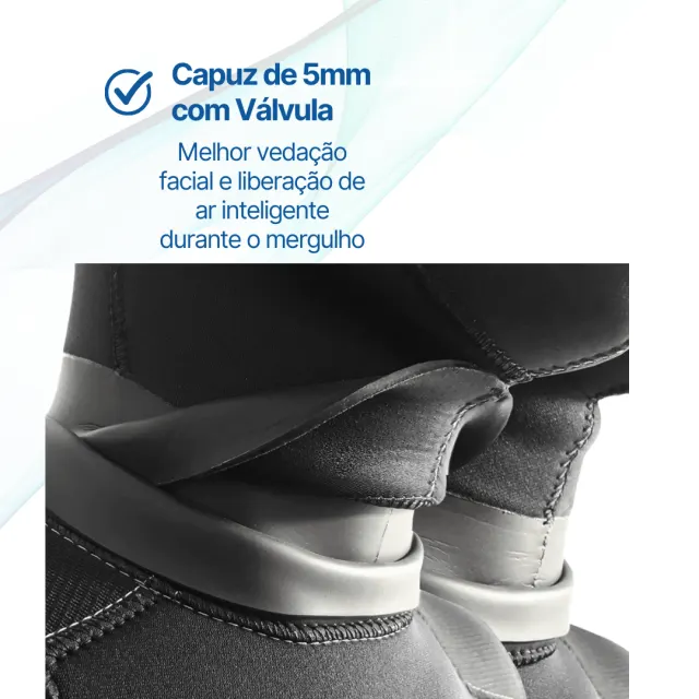 Roupa de Mergulho Semi Seca Patagonic 7mm Pino - Neoprene com Zíper Seco YKK e Capuz - Imagem 7