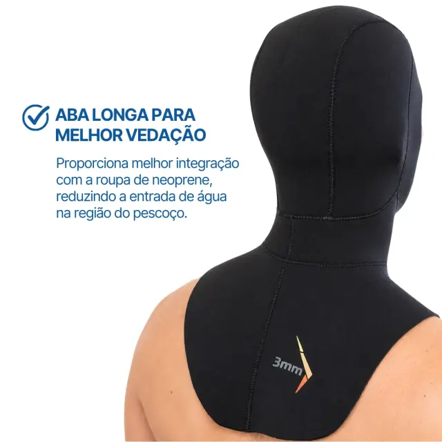 Capuz de Neoprene 3mm Fun Dive para Mergulho e Pesca Sub - Imagem 2
