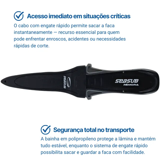 REMORA, Faca com Bainha e Tiras Seasub - Imagem 4