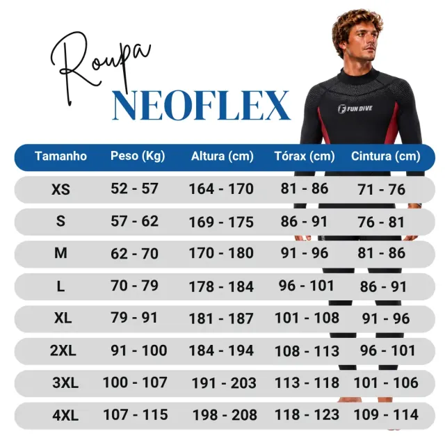 Roupa de Neoprene 7mm para Mergulho Fun Dive Neoflex Super Stretch - Imagem 14