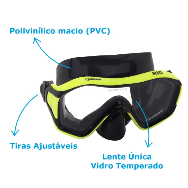 Kit Mergulho Fun Dive Máscara Rio + Snorkel SK-09 para Snorkeling, Apneia e Pesca Submarina - Imagem 11