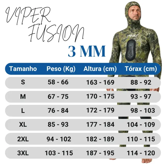 Roupa de Pesca Submarina Pino Viper Fusion 3mm Opencell Jaqueta e Calça - Imagem 27