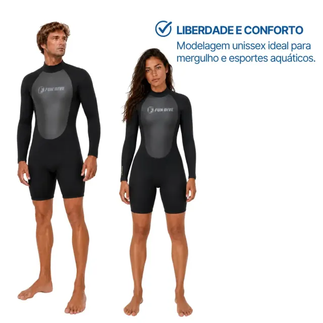 Roupa de Neoprene Shorty 1.5mm Fun Dive · Manga Longa e Perna Curta para Surf - Imagem 4