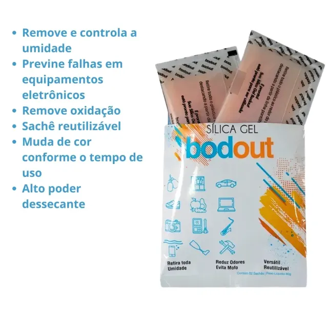 Sílica Gel Reutilizável Bodout · Desumidificador Antimofo Kit 2 Sachês - Imagem 2