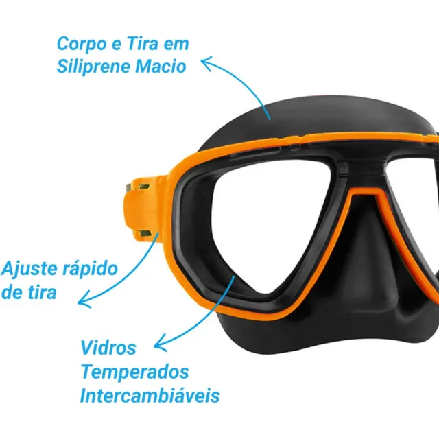 Máscara de Mergulho Seasub DUA com Lentes de Vidro Temperado e Ajuste Rápido - Imagem 3