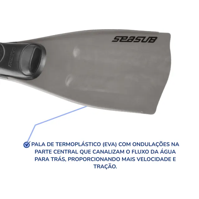 Nadadeira Seasub com Sapata Fechada e Pala em EVA para Mergulho - Imagem 14