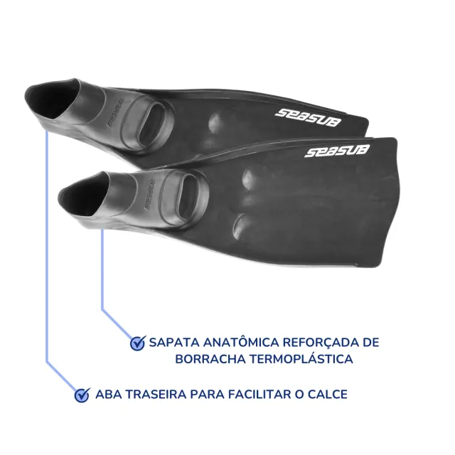 Nadadeira Seasub com Sapata Fechada e Pala em EVA para Mergulho - Imagem 3