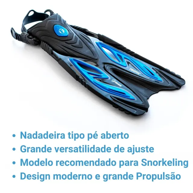 Nadadeira Fun Dive Tropic Pé Aberto para Mergulho, Snorkeling e Esportes Aquáticos - Imagem 7