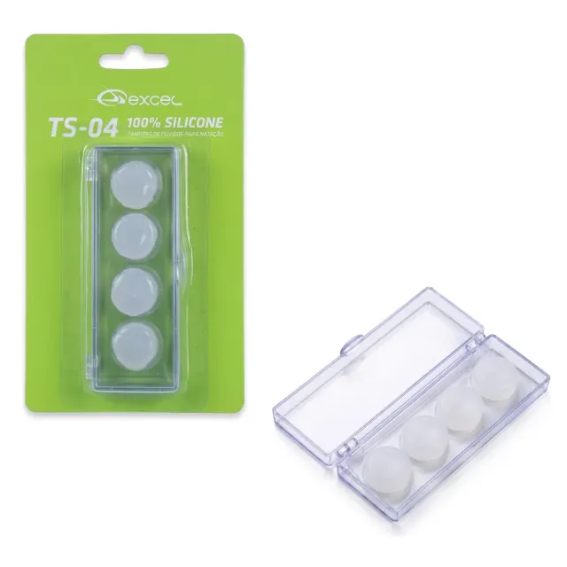 Tampão de Ouvido para Natação Excel TS-04 em Silicone Moldável com Estojo - Imagem 1