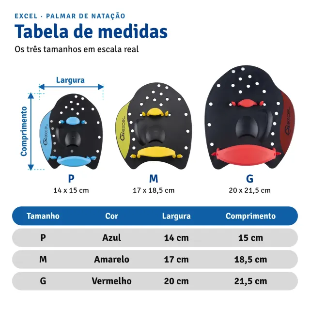 Palmar de Natação Excel Ajustável com Alças de Silicone e Bolsa de Tela - Imagem 7