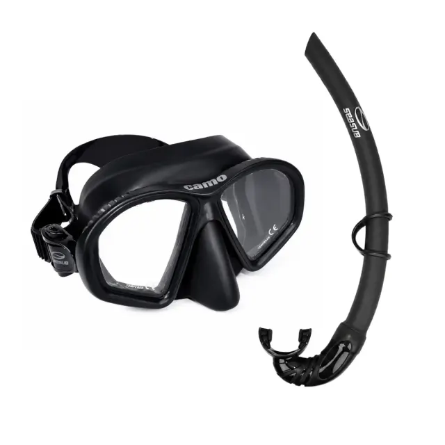 Kit Máscara e Snorkel Camo Seasub — Baixo Volume para Pesca Sub e Apneia - Imagem 1