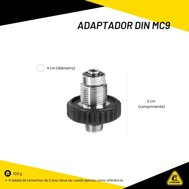 Adaptador DIN Cressi MC9 para Regulador de Mergulho Yoke, com Anéis O - Imagem 3