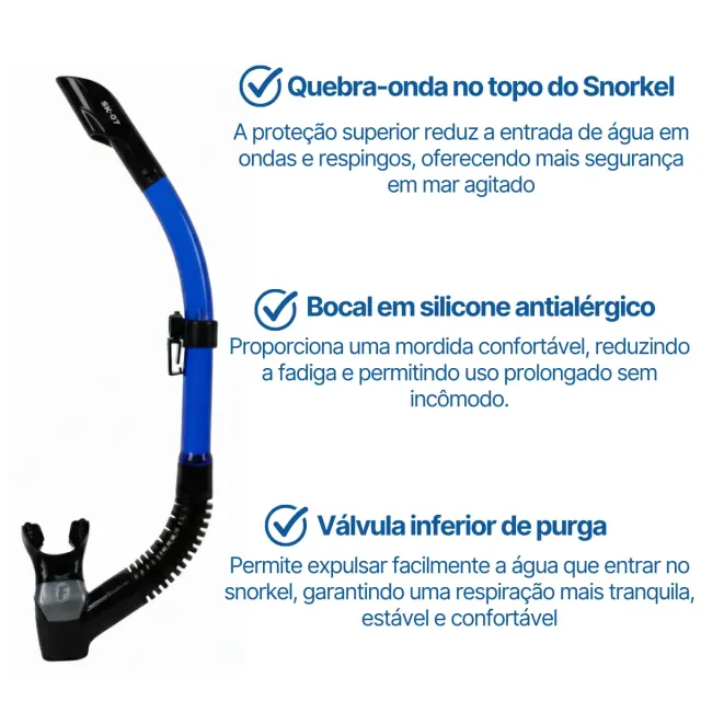 Kit Máscara Fun Dive Onix com Snorkel SK-07, Válvula e Quebra-Onda - Imagem 9
