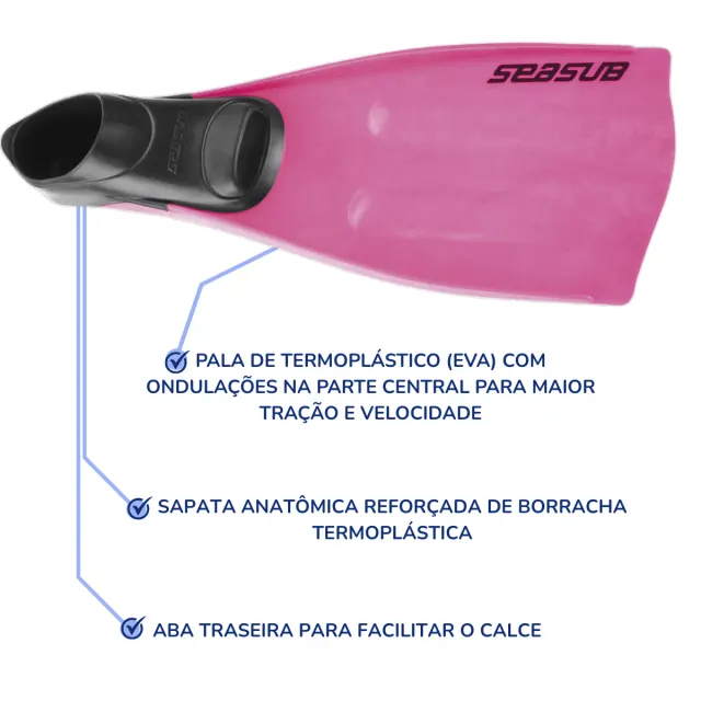 Nadadeira Seasub com Sapata Fechada e Pala em EVA para Mergulho - Imagem 22