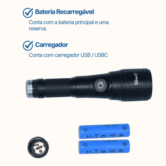ZOOM, lanterna 1400 lumens com foco e desfoco - Preto - Imagem 4