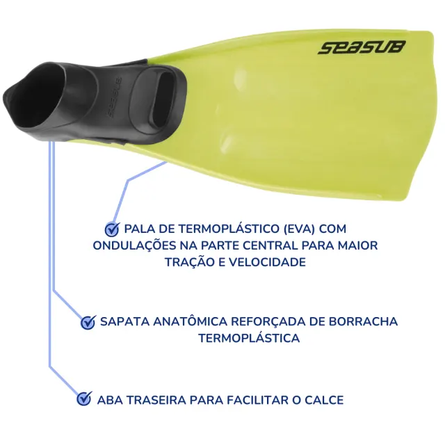 Nadadeira Seasub com Sapata Fechada e Pala em EVA para Mergulho - Imagem 17