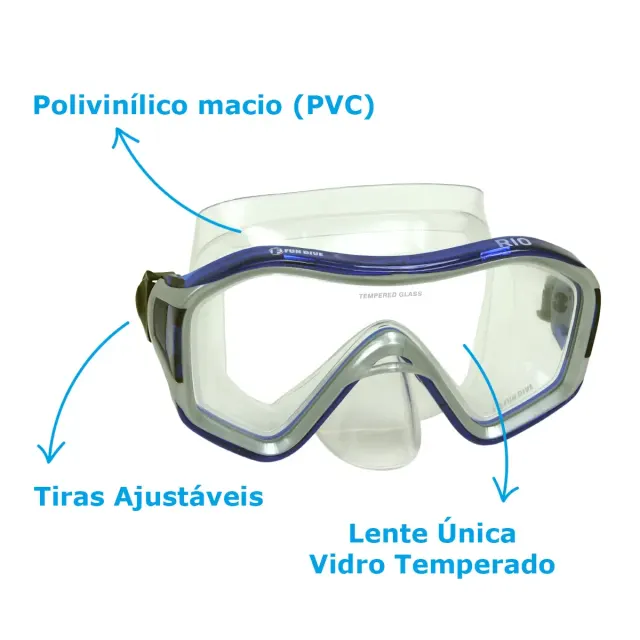 Kit Mergulho Fun Dive Máscara Rio + Snorkel SK-09 para Snorkeling, Apneia e Pesca Submarina - Imagem 20