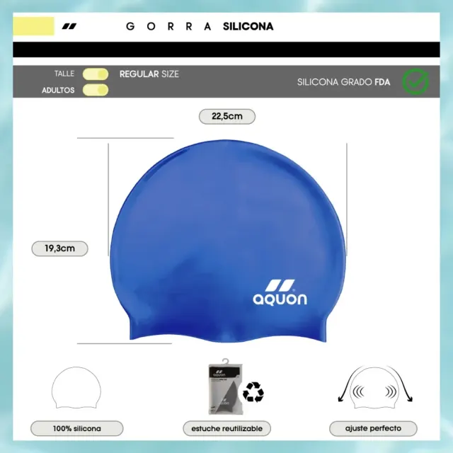 Touca de Silicone Aquon para Natação e Hidroginástica Tamanho Único - Imagem 16