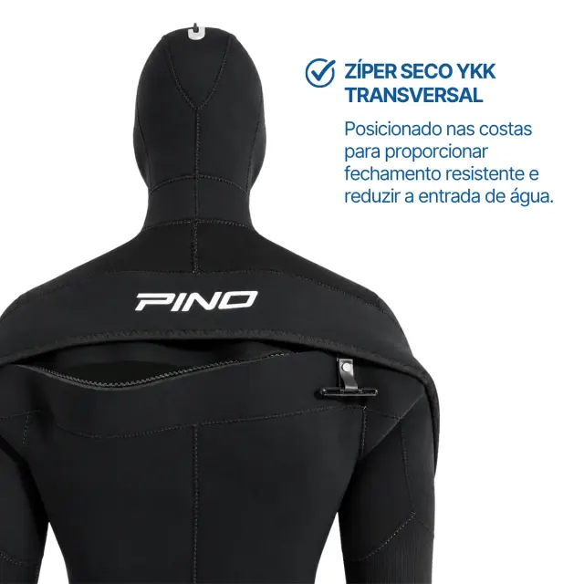 Roupa de Mergulho Semi Seca Patagonic 7mm Pino - Neoprene com Zíper Seco YKK e Capuz - Imagem 4