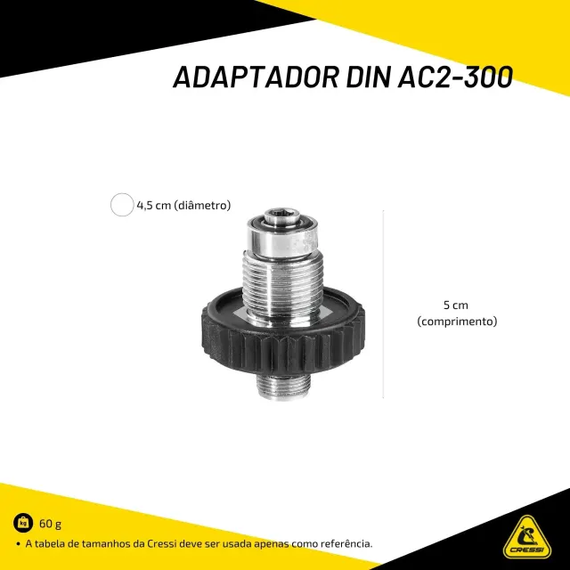 Adaptador DIN Cressi AC2-300 para Regulador de Mergulho Yoke, Cromado - Imagem 3