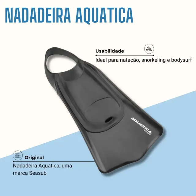 Nadadeira Pé de Pato Pala Curta Seasub Aquática — Natação, Snorkeling e Bodyboard - Imagem 2