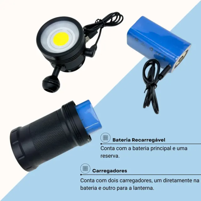 Lanterna de Vídeo Subaquática Fun Dive VL-7000 · 7000 Lumens Recarregável - Imagem 3