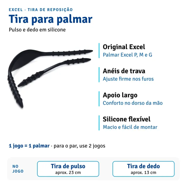 Tira de Reposição para Palmar Excel em Silicone – Jogo Pulso e Dedo - Imagem 4