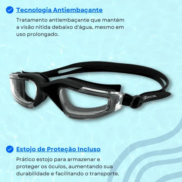 Óculos de Natação Excel Tiger Adulto Antiembaçante para Treinos e Lazer - Imagem 2