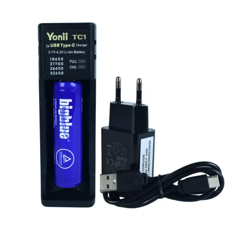 BATCHRUSB CARREGADOR YONII TC1 2A USB-C BATERIA LI-ION UNIVERSAL