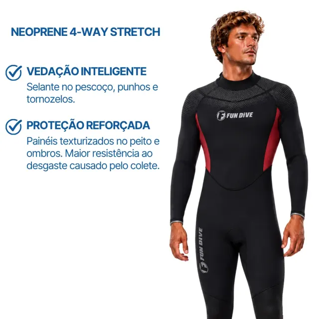 Roupa de Neoprene 7mm para Mergulho Fun Dive Neoflex Super Stretch - Imagem 10