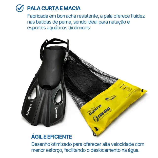 Nadadeira Pé de Pato Acquafin Fun Dive — Pala Curta para Natação e Bodyboard - Imagem 15