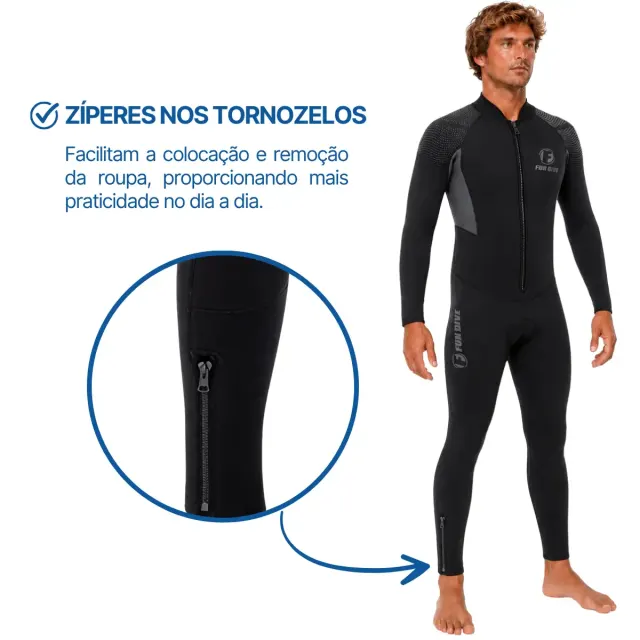 Kit Roupa de Mergulho Fun Dive Rocas Zip 5mm com Colete e Capuz - Imagem 5