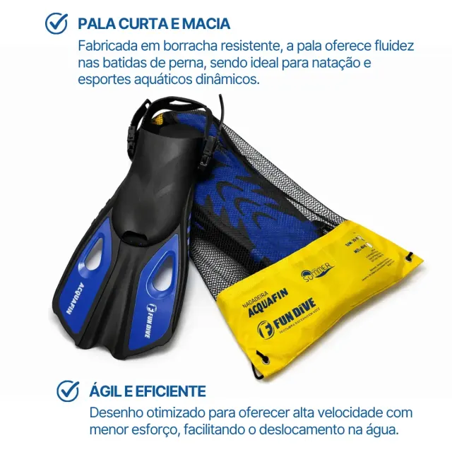Nadadeira Pé de Pato Acquafin Fun Dive — Pala Curta para Natação e Bodyboard - Imagem 7