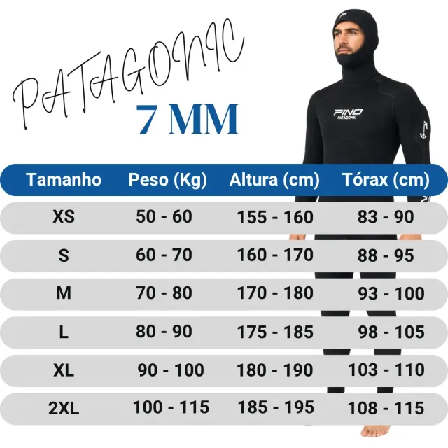 Roupa de Mergulho Semi Seca Patagonic 7mm Pino - Neoprene com Zíper Seco YKK e Capuz - Imagem 9