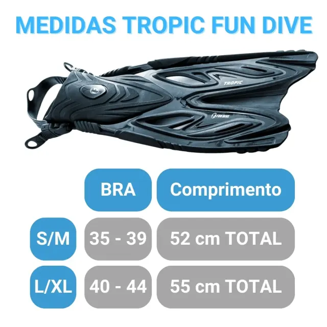 Nadadeira Fun Dive Tropic Pé Aberto para Mergulho, Snorkeling e Esportes Aquáticos - Imagem 5