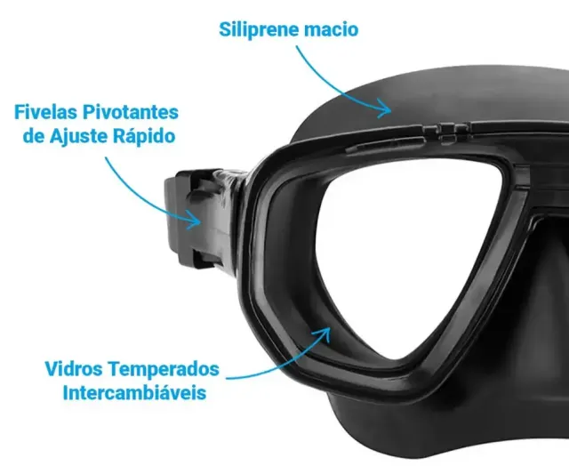 Kit de Mergulho Dua Seasub — Máscara, Snorkel e Nadadeira de Sapata Fechada - Imagem 4
