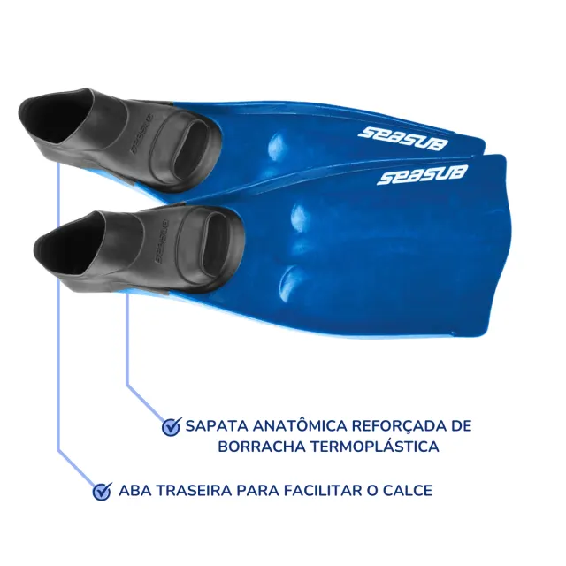 Nadadeira Seasub com Sapata Fechada e Pala em EVA para Mergulho - Imagem 8