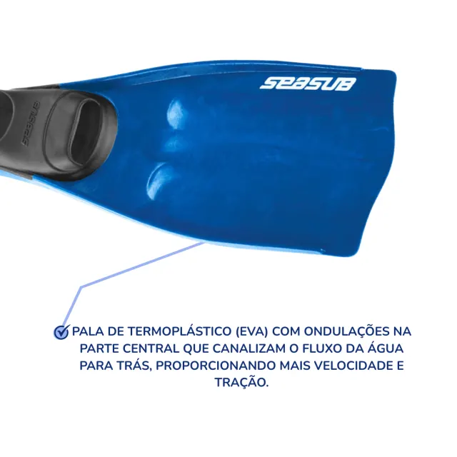 Nadadeira Seasub com Sapata Fechada e Pala em EVA para Mergulho - Imagem 9
