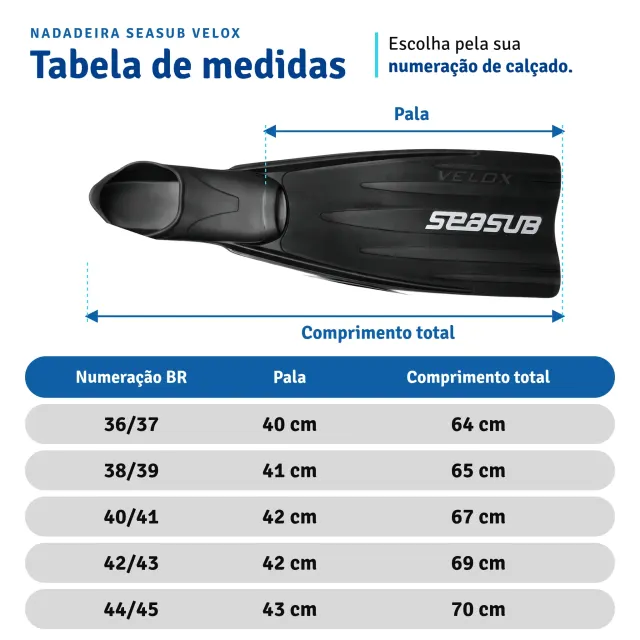 Kit de Mergulho Dua Velox Seasub — Máscara, Snorkel e Nadadeira Fechada - Imagem 6